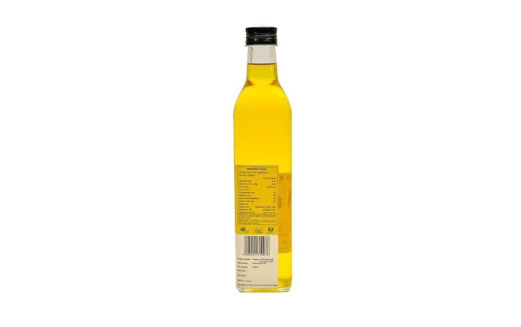 Kiwi Kisan Window Organic Cold Pressed Groundnut Oil   Plastic Bottle  500 millilitre